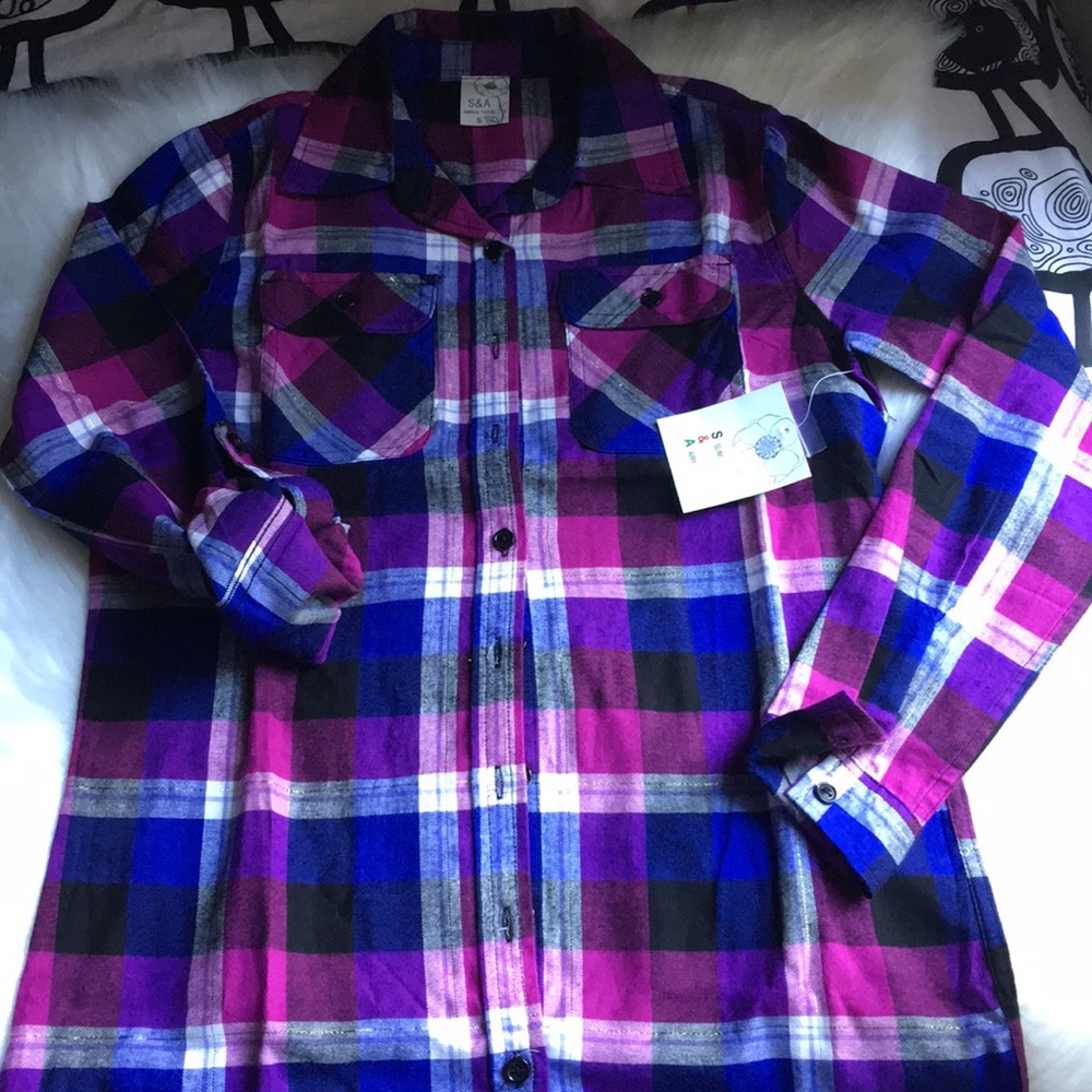 S&A plaid button up Sz S